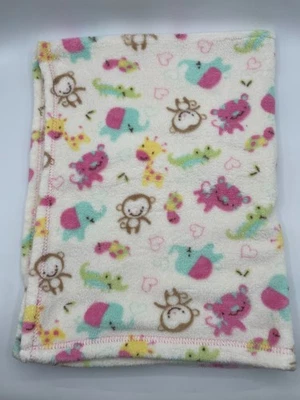 Baby Gear Monkey Baby Lovey Pink Blanket Tiger Elephant Tiger Jungle Safari - Image 1 of 4