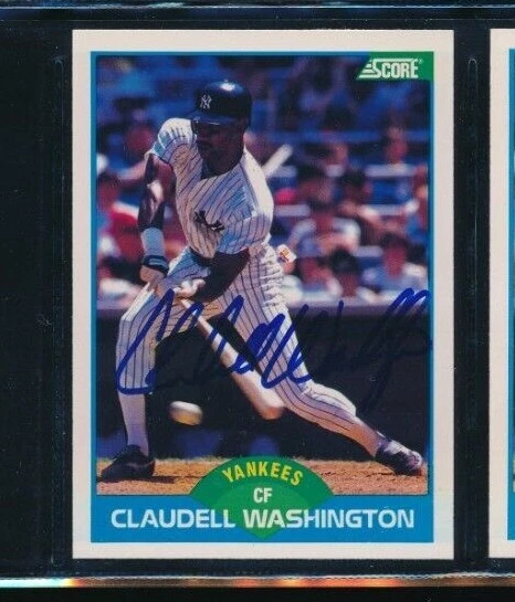 1989 Score #211  Claudell Washington NY Yankees Signed Autograph (CK92) swsw6