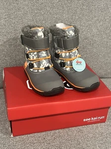 See Kai Run Children's Gilman Waterproof Insulated Boots Size 11 Gray Orange New - Picture 1 of 5