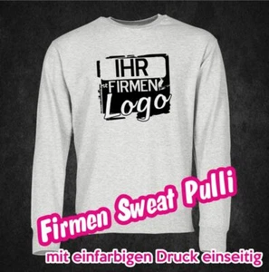 Firmen Pullover Sweat grau mit Wunschdruck Logo Text einfarbig bedruckt Pulli - Bild 1 von 3