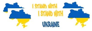 2 Pack I Stand with Ukraine Bumper Stickers, Support Ukraine Map Sticker - Foto 1 di 3