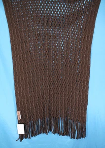 NWT FREE PEOPLE Brown w/Metallic CROCHET Fringe Hem SCARF SHAWL WRAP - Imagen 1 de 4