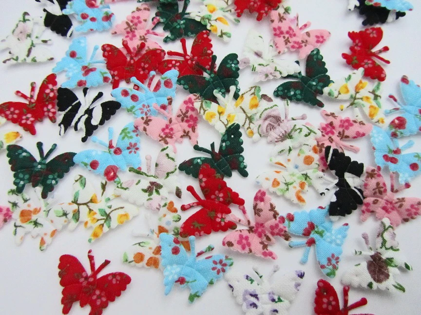 200 Assorted Floral Cotton Print Butterfly 3/4" Applique/Craft/Fabric/Trim H7 - Image 1 of 1