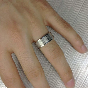 Men/Women: Silver - Etched Spanish Text Lord’s Prayer Verse 8mm Biblical Ring - Picture 1 of 4