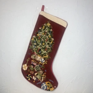 Vintage Wolle Nadelspitze GOBELIN Weihnachtsstrumpf 16,25 lang GESCHENKE UNTER DEM BAUM - Bild 1 von 9