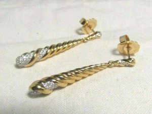  David Jurman 18K Gelbgold massiv Gold Pave Diamant Weide Kabel Ohrringe  - Bild 1 von 11