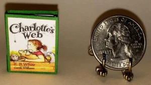 1:12 SCALE MINIATURE BOOK CHARLOTTE’S WEB ILLUSTRATED E.B. WHITE DOLLHOUSE SCALE - Picture 1 of 7