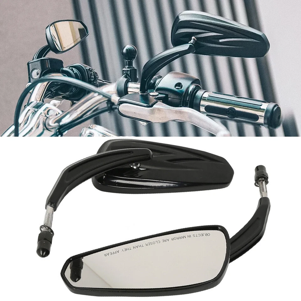 Espejos retrovisores negros 8 mm para Harley Road Street Glide King Sportster Softail Foto 1 de 4