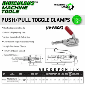 600LB M8 P=1.25 Base Mount Clamp 10-Pack - Durable Metric Thread Fasteners - Picture 1 of 7