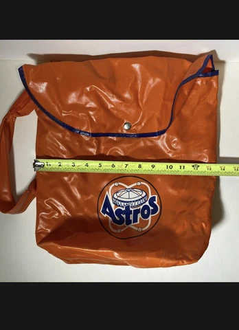 RARE Vtg 1970s ASTRODOME HOUSTON ASTROS Orange Blue Backpack! Baseball Book Bag! Cover