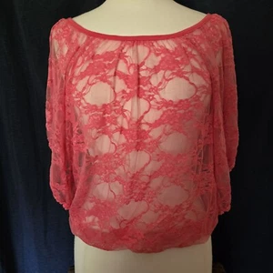 Annabelle Coral Lace Sheer Blouse Size Large - Picture 1 of 10