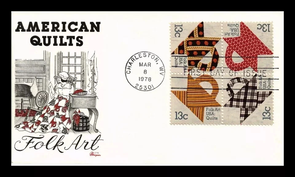 QUILTS FOLK ART  QUILT  COMPLETE SET 1978 BAZAAR CACHET FDC VF UNADDRESSED - Image 1 of 1