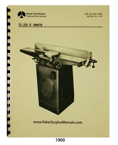Rockwell 6" Jointer Model 37-220 Later Style Instruct & Parts List Manual #1900 - Picture 1 of 10