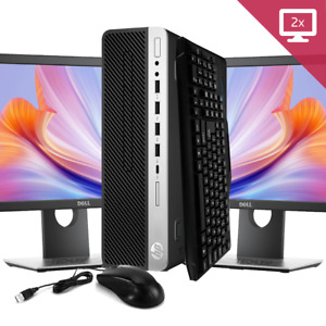 HP Desktop Computer PC i7, up to 64GB RAM, 4TB SSD, 24" LCDs, Windows 11 or 10