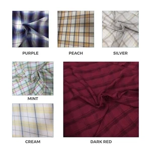TARTAN FABRIC VISCOSE LINING 6 Cols Check Dress Crafts Soft Material Costumes - Picture 1 of 28