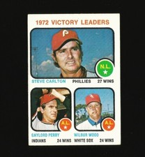 1973 Topps Baseball Card Number #66 Victory Leaders Steve Carlton Gaylord Perry