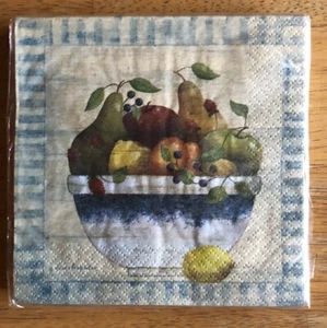 Vintage Special Occasion FRUITIFUL Beverage Napkins 16 (3-ply) NOS Bowl Of Fruit - Picture 1 of 3