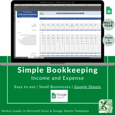 Google Sheets Simple Accounting Finance Bookkeeping Spreadsheet. Self Employed - Image 1 of 4