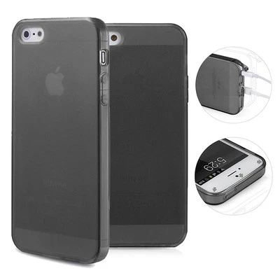 DOUPI TPU Case iPhone 5 5S SE Silikon Hülle Schale Cover MattClear Staubschutz Schwarz