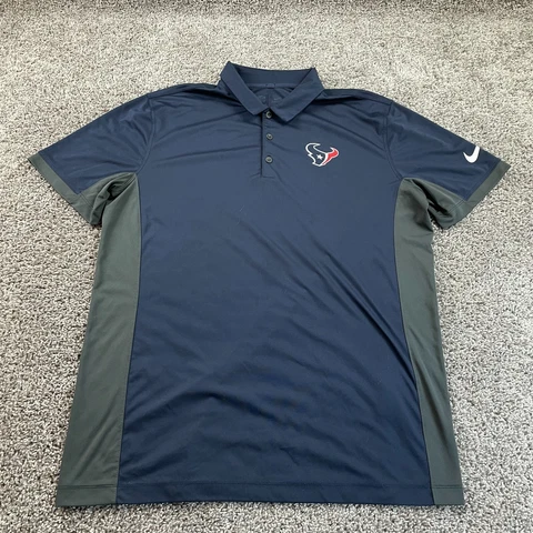 Houston Texans Polo Shirt Adult Large Blue Red Nike NFL Football Mens * Cover