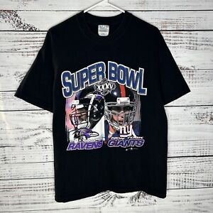 Vintage 2001 Super Bowl XXXV Ravens vs Giants Double Sided T-Shirt Men’s Large L