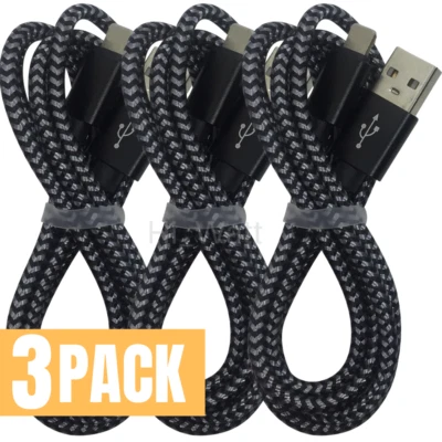 3 Pack 6Ft Braided USB Charger Cable For Apple iPhone SE XR 8 7 6 Charging Cord - Image 1 of 4