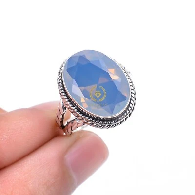 Milky Opal Gemstone Handmade 925 Sterling Silver Jewelry Ring For Women - Image 1 of 4