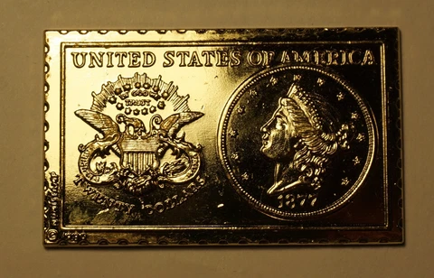 United States U.S. 20 Dollar Liberty Head 1877 Numistamp Medal 1980 Mort Reed Cover