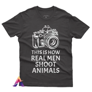 Camiseta Vegan How Real Men Shoot Animals - Camiseta estampada 100 % algodón para hombre - Imagen 1 de 5