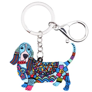 Acrylic Basset Hound Dog Keychains Purse Car Key Ring Pets Jewelry Bag Charms - Picture 1 of 11