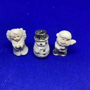 minature porcelaim santa, angel, and snowman Handmade By Adele Lloyd No Markings - Picture 1 of 6