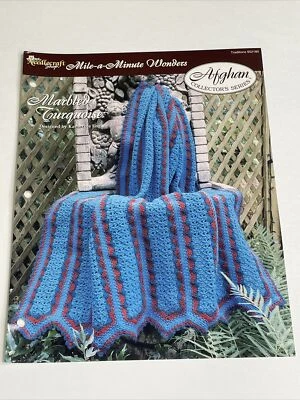 Marbled Turquoise Afghan Mile A Minute Crochet Pattern Card Needlecraft Shop - Image 1 of 4