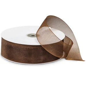 5/8" Wide Seal Brown Sheer Organza Ribbon - 25 Yards (501446) - Picture 1 of 1