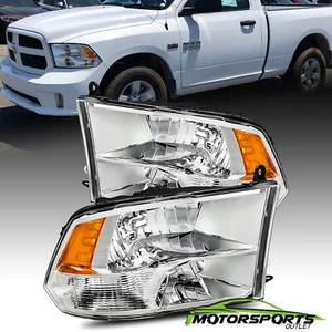 Fit 2009-2018 Dodge Ram 1500/2500/3500 Chrome Quad Headlights HeadLamps Pair - Picture 1 of 7