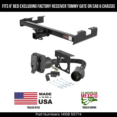 Enganche de remolque para Chevy Silverado 2500HD 2007 con cableado de 7 pines plataforma de 8' estándar Bmpr Curt Foto 1 de 4