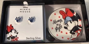 NEU STERLINGSILBER MINNIE MOUSE OHRRINGE & PLATTE BOX SET DISNEY JACMEL RET $100 - Bild 1 von 8