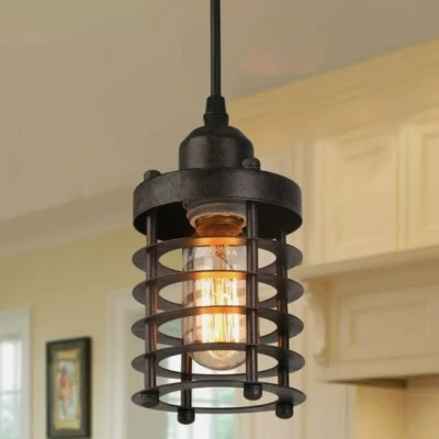 Mini Cage Pendant Lights Rust Ceiling Lights Industrial Pendant Lighting Kitchen - Image 1 of 4