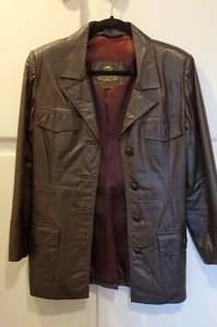 Chaqueta de cuero marrón para mujer de Coronet de cuero talla L hecha en Canadá - Imagen 1 de 4