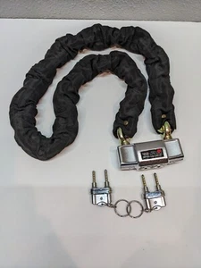 Heavy Duty Chain Lock Double Key Shank and Double Cylinder Manganese Steel Chain - Picture 1 of 14
