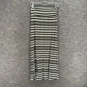 Merona Skirt Women S SMall Black Striped Maxi Long High Rise Pull On Rayon - Picture 1 of 6