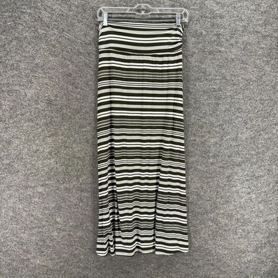 Merona Skirt Women S SMall Black Striped Maxi Long High Rise Pull On Rayon - Image 1 of 4
