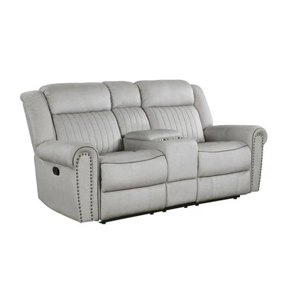 Lexicon Brennen Microfiber Dbl Reclining Love Seat with Center Console in Mist - Image 1 of 4