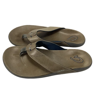 Sandalias Olukai Para Hombre Talla 15 Tanga Chanclas Cuero Sandalias Marrón EU 48 Foto 1 de 4
