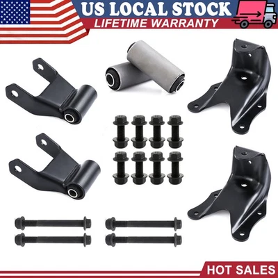 For 80-96 Ford F150 F250 F350 Bronco Rear Leaf Spring Shackle Bracket Hanger Kit Foto 1 de 4