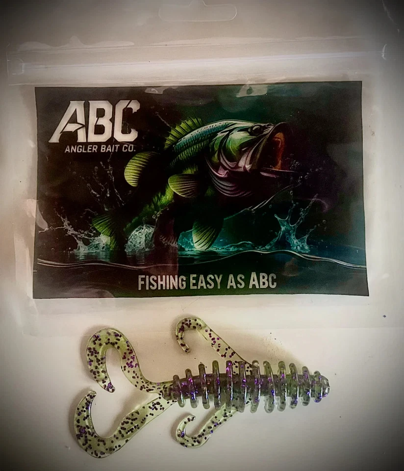 Creature Style soft plastic Baits - 10 pack  – Green Pumpkin w/ Purple Flake - Image 1 of 1