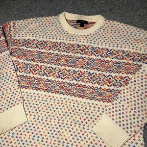Maglione J Crew donna piccolo lana Fair Isle nordico colorato girocollo maglia invernale - Foto 1 di 10