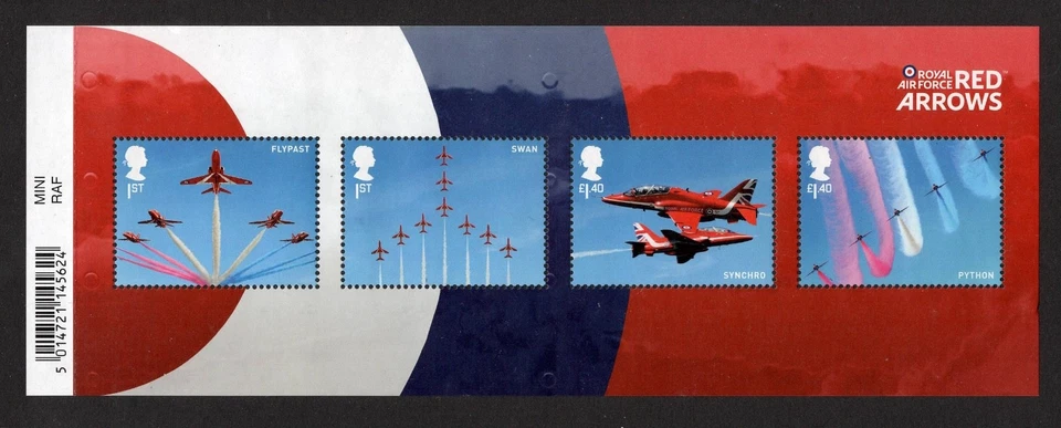 +++ Hoja miniatura con código de barras de flechas rojas RAF de Gran Bretaña 2018 +++ Foto 1 de 1