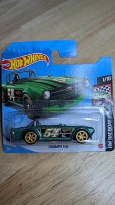 GREEN TRIUMPH TR6 1/10 HW RACE DAY SUPER WHEEL SWAP SHORT CARD  HOT WHEELS RARE! - Image 1 of 4