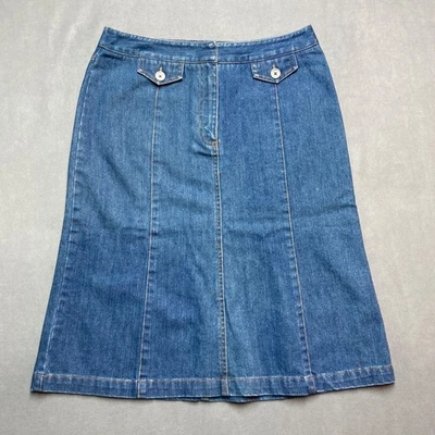 VTG Talbots Skirt Womens 8 Blue Fit & Flare Panel Knee Length Denim Western - Image 1 of 4