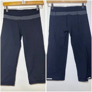 Lululemon Women’s Cropped / Capri Black Leggings Adjustable Cord at Hem Size 4 - Picture 1 of 9
